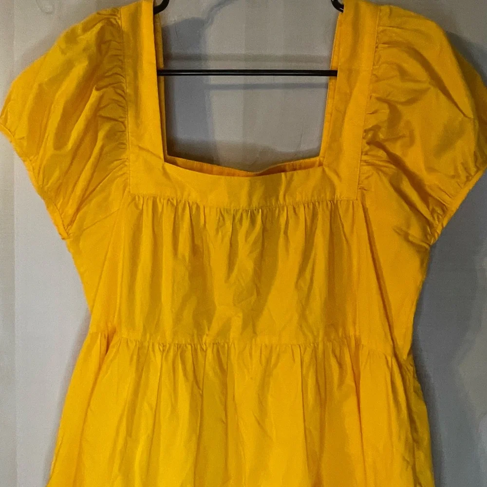 GREYLIN WOMEN'S LORA POPLIN CAP SLEEVE TIERED DRESS SIZE MEDIUM YELLOW ORANGE‎